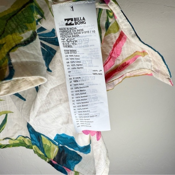 Billabong Crystal Waterfalls Shirt Button Down Size Large - Picture 4 of 8